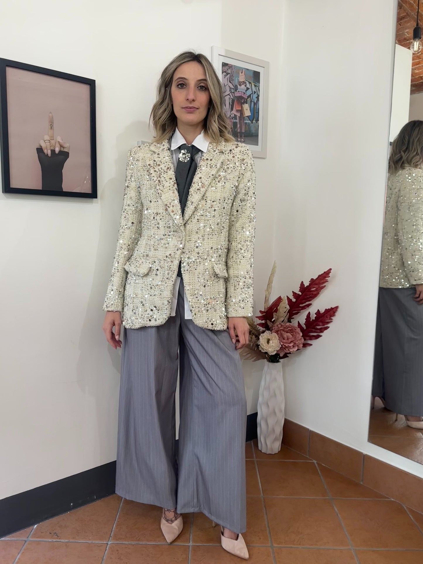 Blazer Tweed Pailettes