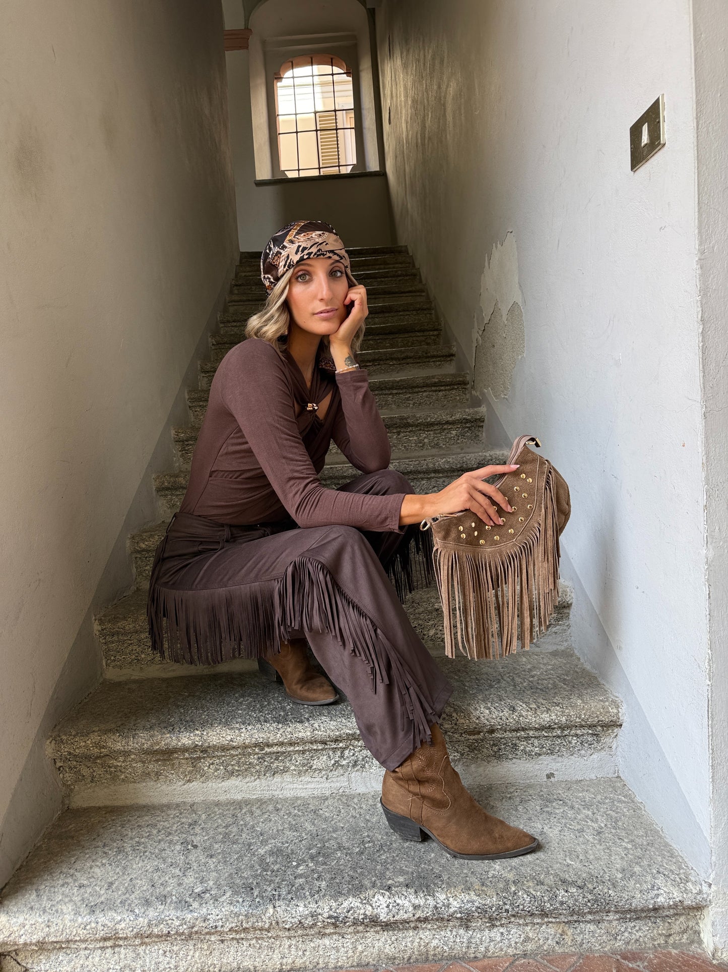 Pantaloni Frange Suede