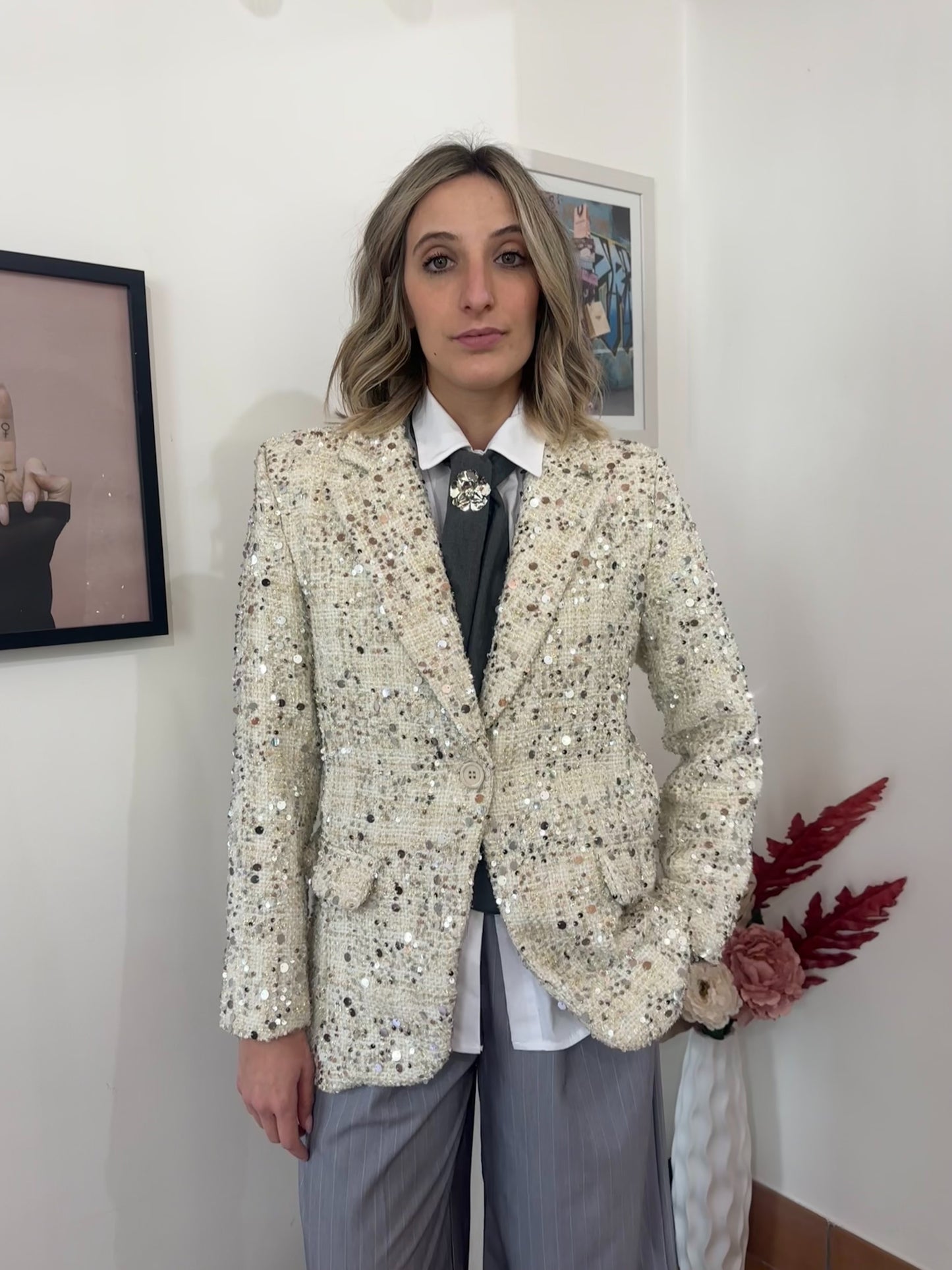 Blazer Tweed Pailettes