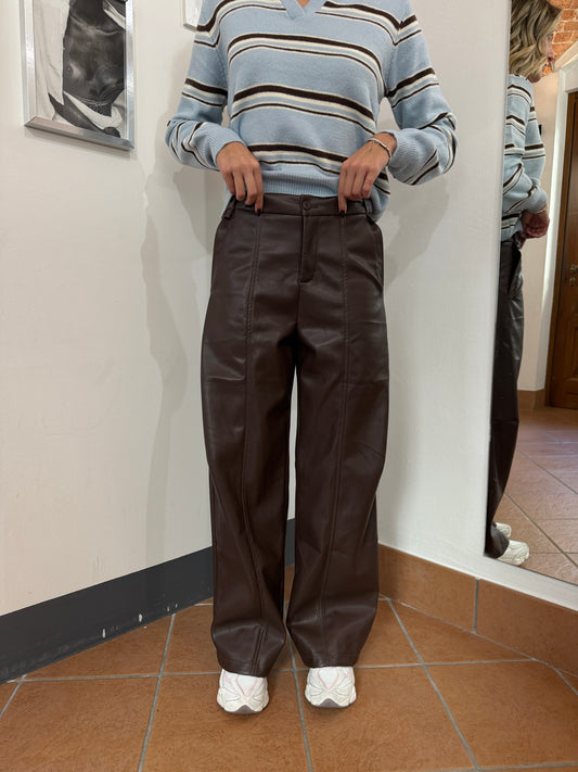 Pantalone Ecopelle Cuciture