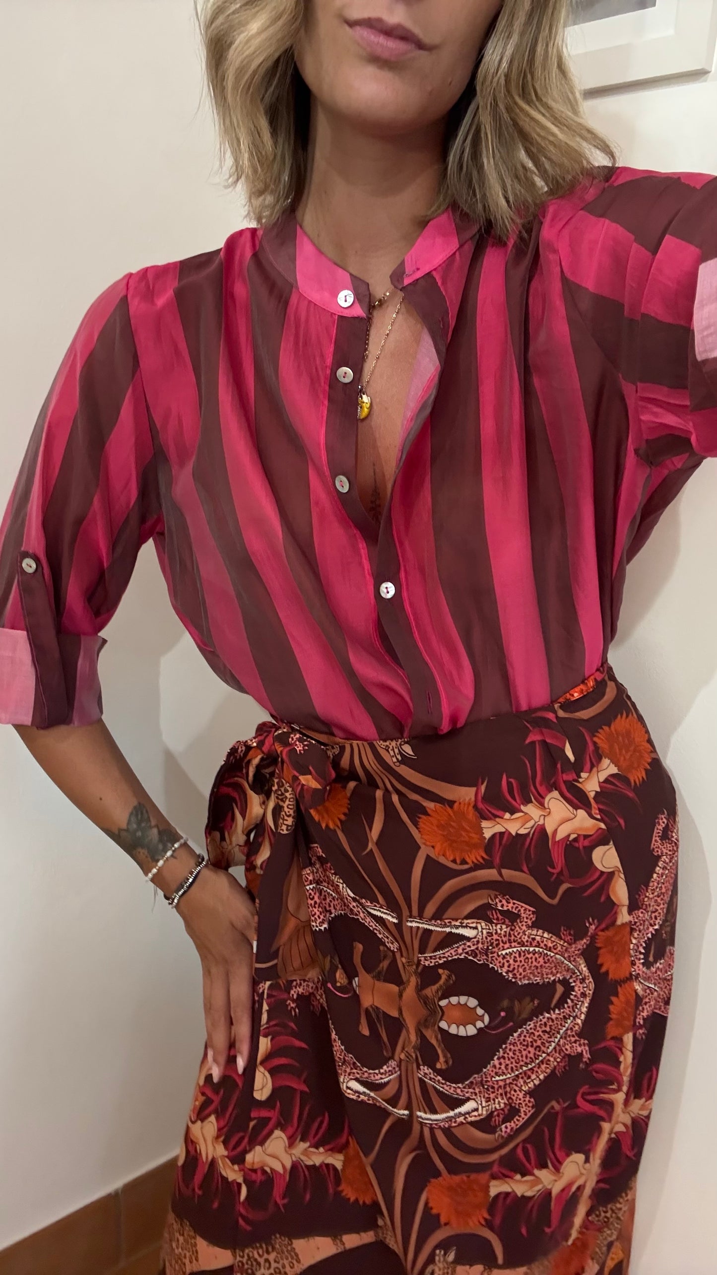 Camicia Righe Larghe Lyocell