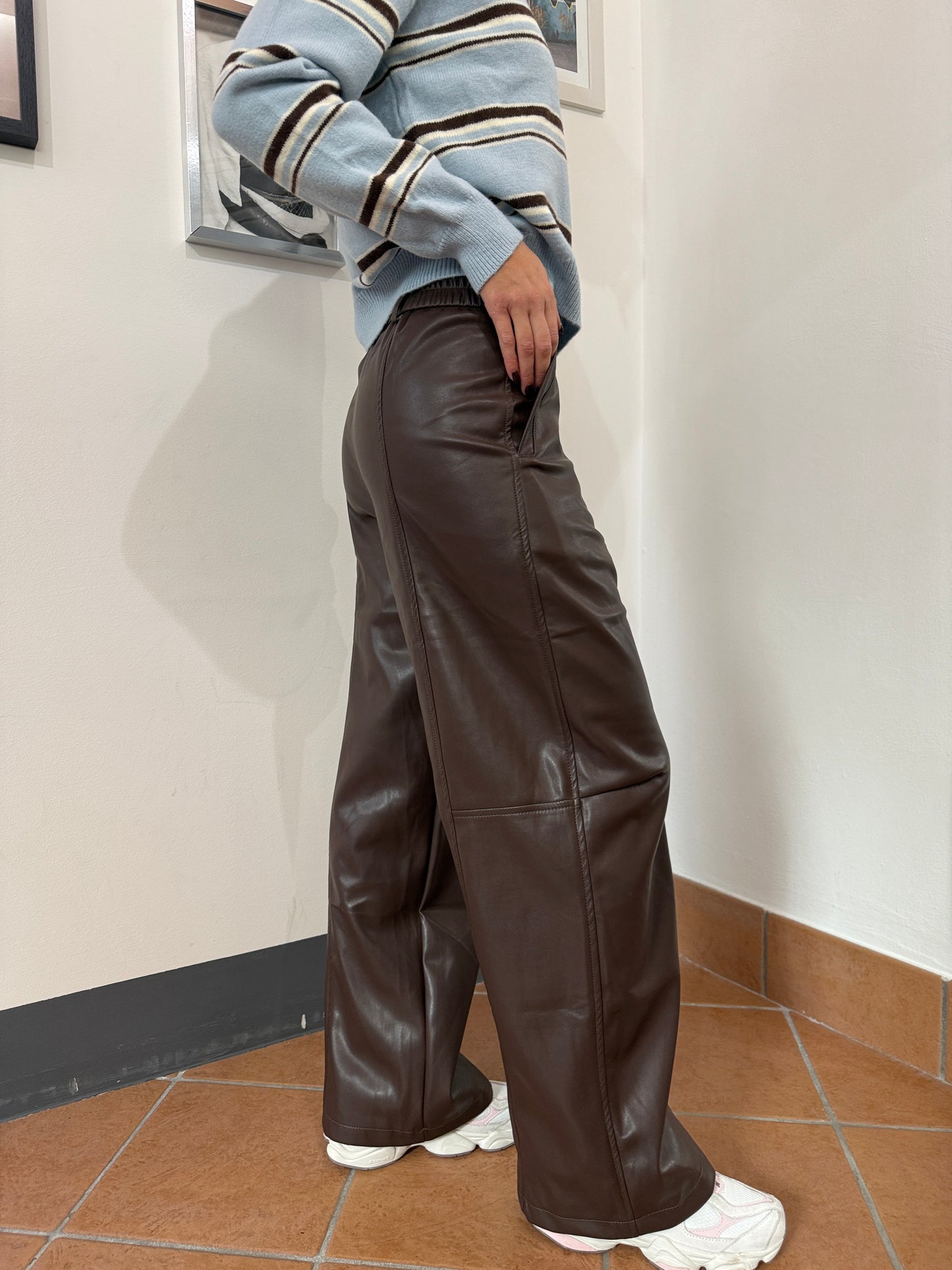Pantalone Ecopelle Cuciture