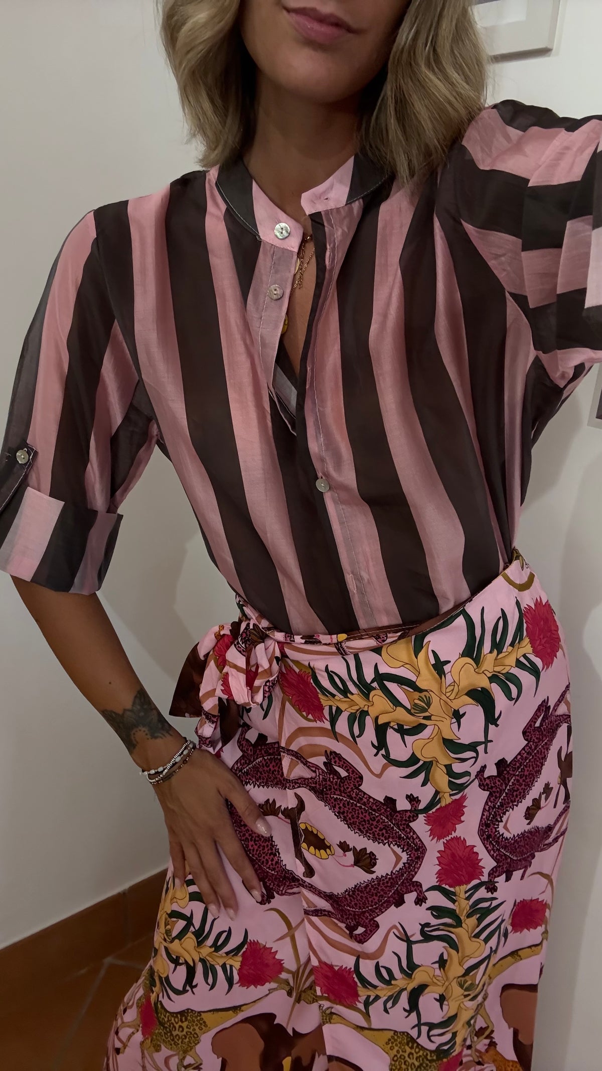 Camicia Righe Larghe Lyocell