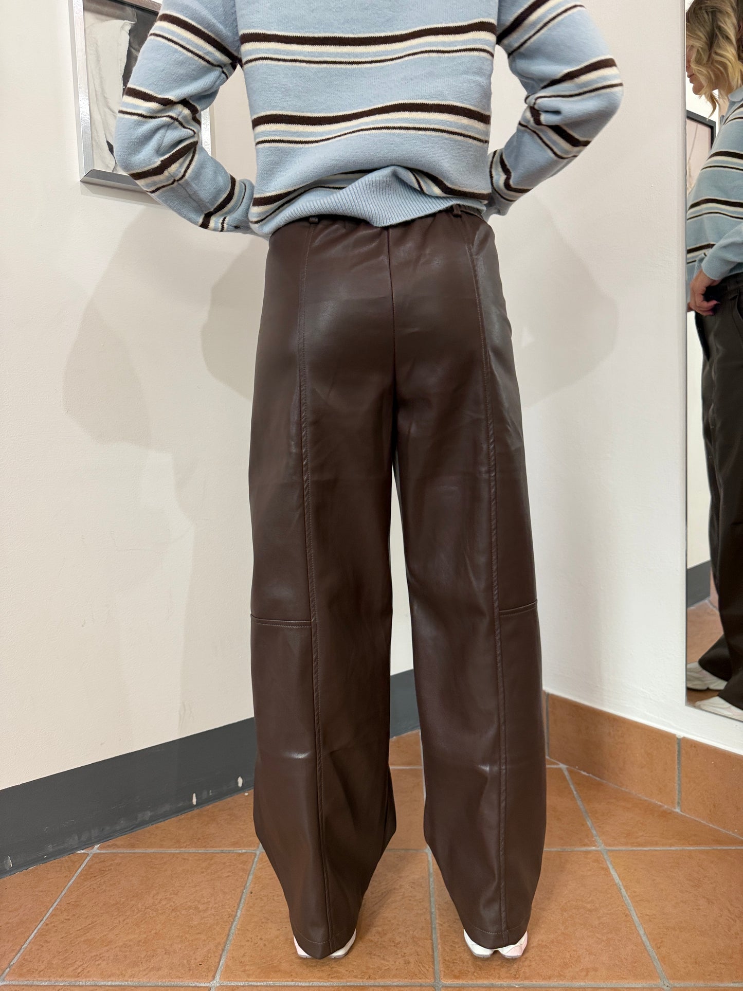 Pantalone Ecopelle Cuciture