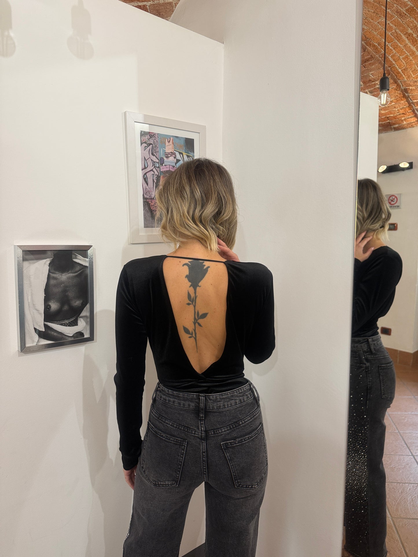 Body scollo V velluto