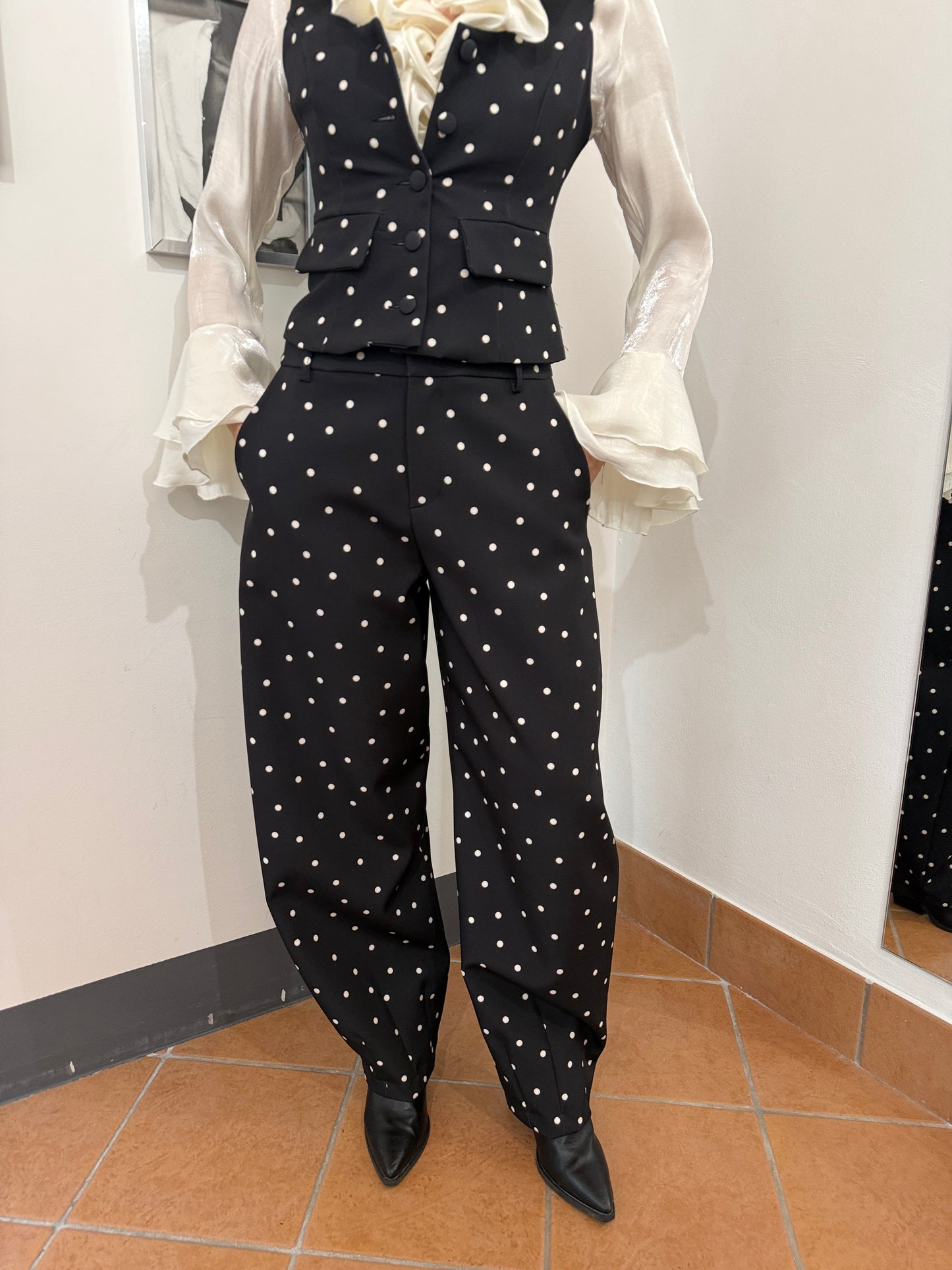 Pantalone Barrel Pois