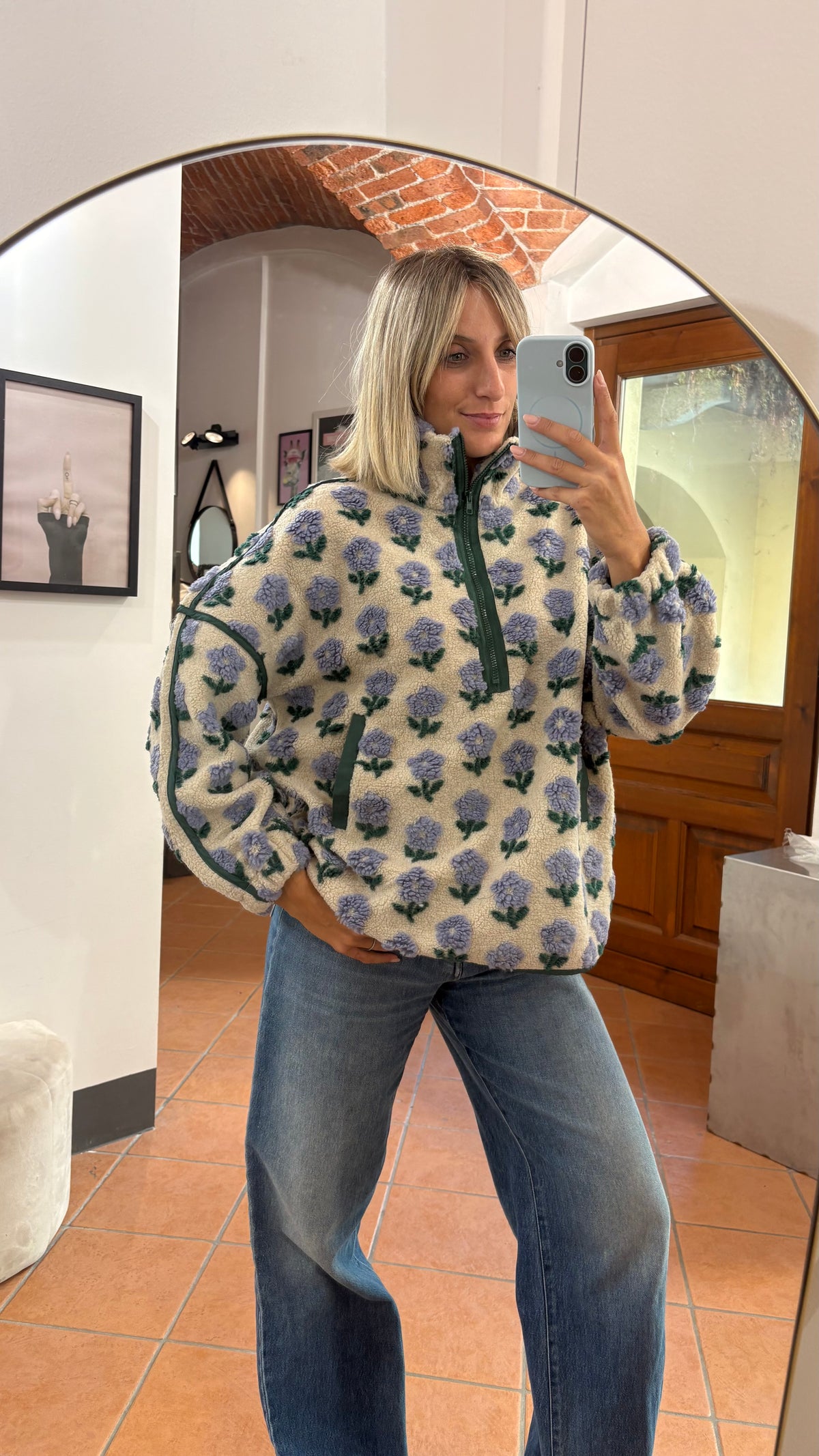 Giacca in Pile Fiori