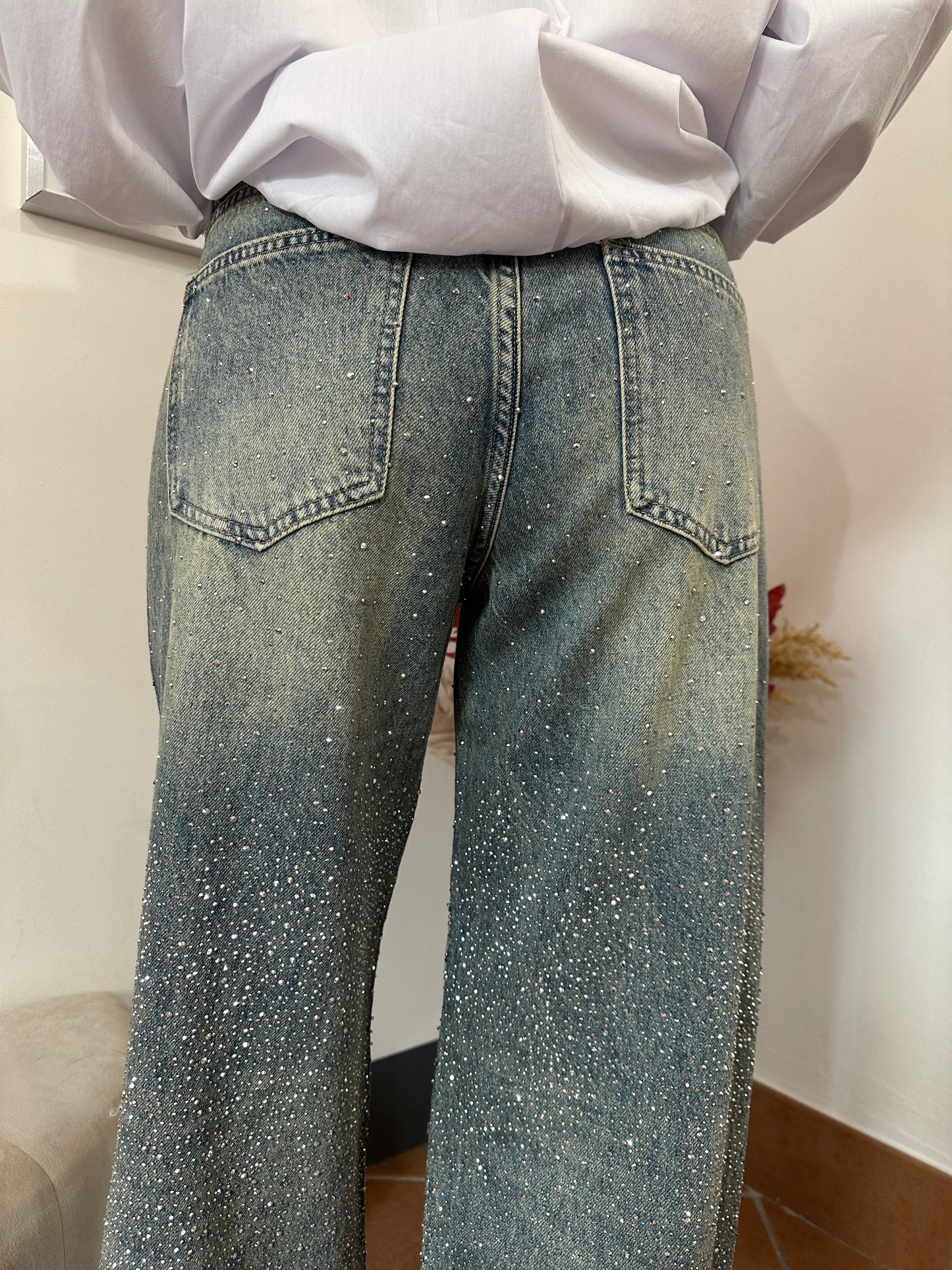 Jeans Strass Wide Leg