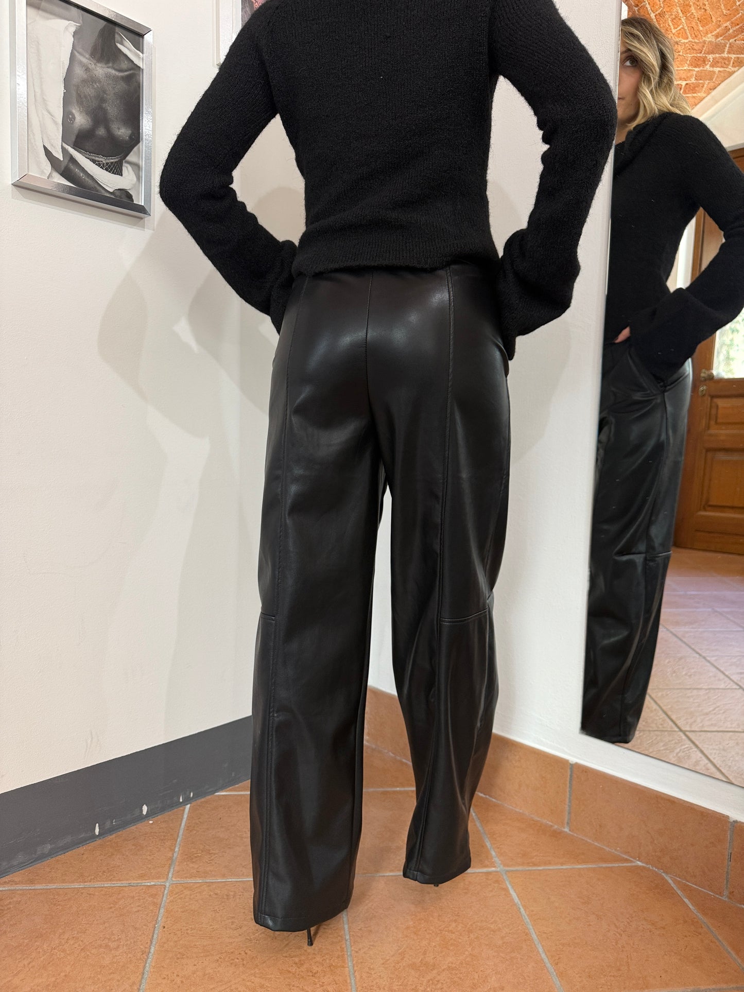 Pantalone Ecopelle Cuciture