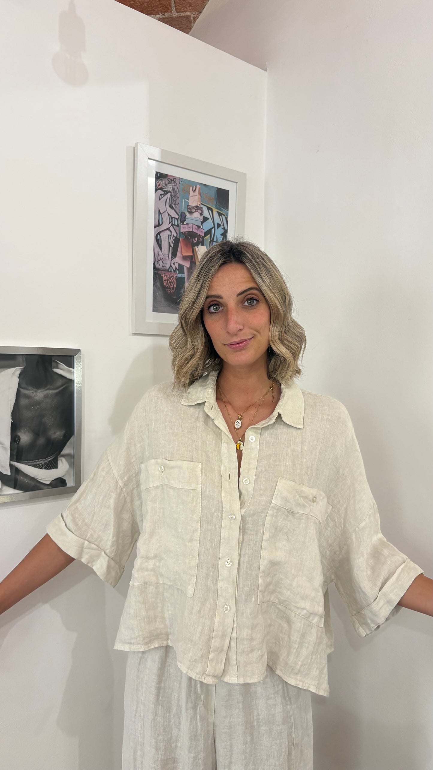 Camicia Tasche Lino